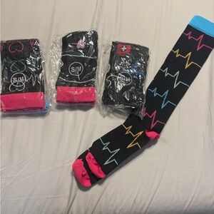 Black and Pink Patterned Socks